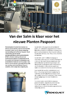 Van der Salm gebruikt een Videojet Plantenpaspoort printer voor verbeterde flexibiliteit, efficiëntie en schaalbaarheid.